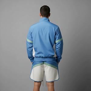 Ensemble de survêtement streetwear pour homme, deux pièces, coupe-vent court imprimé délavé à l'acide, patchwork, fermeture éclair, nylon et polyester - Product Image 4