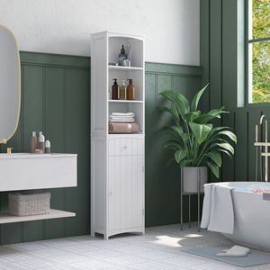 Mobiletto da Bagno Autoportante da 67 Pollici, Armadio Alto con 3 Ripiani e Cassetto, Bianco - Product Image 2
