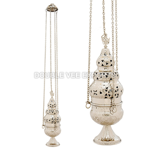 Incensario Niquelado con 4 Cadenas |   Incensario para Iglesia - DOUBLE VEE EXPORTS - Product Image 2