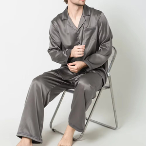PHANTOM IMPEX Conjunto de Pijama de Satén 100% Algodón para Hombre, Manga Larga, Color Sólido, Ropa de Dormir de Lujo Transpirable con Bolsillos para Todas las Temporadas - Product Image 6