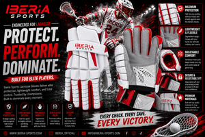 Gants de lacrosse professionnels personnalisés Iberia, en plastique dur, cuir synthétique, protection rembourrée pour les joueurs adultes - Entraînement - Product Image 6