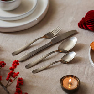 Ensemble de couverts en acier inoxydable, ensemble de couverts, cuillère, fourchette, couteau, vaisselle moderne design durable - Product Image 1