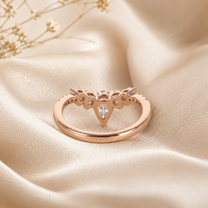 Pear Lab Grown Diamond Tiara Band <b>Ring</b> 10K Rose Gold | <b>Crown</b> Wedding Band | VVS-VS Clarity IGI Certified Luxury Curved <b>Ring</b> - Product Image 2