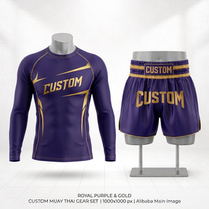 Conjunto de Boxeo de 2 Piezas con Logotipo Personalizado, Rashguard de Compresión Elástica de Lujo, Pantalones Cortos de Poliéster Ligero con Bordado de Alta Calidad - Product Image 4