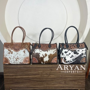 Bohemian Real Genuine Leather <b>Tote</b> Bag Hand Tooled Cowhide Pattern Embroidery All Season Women's Shoulder Bag for Daily Use - Product Image 1