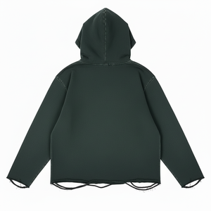 Sudadera con capucha prémium para hombre, estilo boxy, con lavado mineral efecto desgastado por el sol, con logo personalizado, estilo streetwear, con bajo sin rematar y corte cropped, Meeroos - Product Image 3