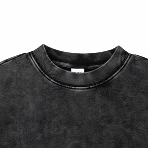 Sweat-shirt à col rond noir délavé pour homme, 100 % coton molletonné, coupe classique, pull décontracté pour l'hiver, imprimé numérique, manches longues - Product Image 3