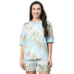 Conjunto de verano para mujer de alta calidad: top camisero de satén con estampado floral y pantalones de cintura alta con elástico. - Product Image 1