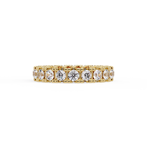 Anillo de Eternidad Completo con Diamantes Cultivados en Laboratorio, Corte Redondo, Oro Amarillo de 14K, Anillo de Compromiso y Boda, Joyería Personalizada de Fábrica - Product Image 4