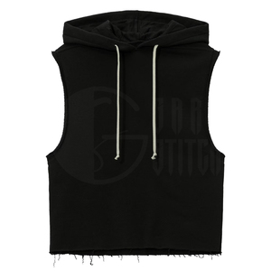 Hoodies personnalisés à coupe carrée, sans manches, courts, unisexes, avec appliques brodées, écologiques, anti-boulochage - Product Image 2