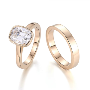 Ensemble de bagues en diamant 2 carats, diamant de laboratoire certifié IGI taille coussin, avec bague de fiançailles en or jaune 10K pour femme - Product Image 4