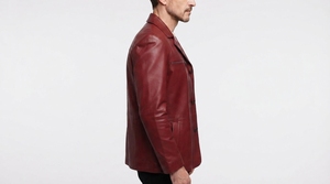 Men's <b>Leather</b> <b>Blazer</b> <b>Jacket</b> Fashion Casual <b>Leather</b> Coat OEM ODM Manufacturer - Product Image 2