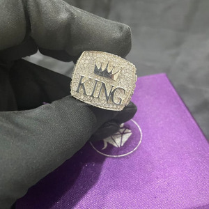 Bague de fiançailles pour homme style Hip Hop, coupe brillante, en argent sterling 925 plaqué rhodium, design grappe, bijoux Iced Bling Vana - Product Image 1