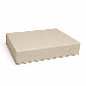 High Quality Prestige Creations Eco-Friendly Rigid Pale Khaki Linen <b>Photo</b> <b>Storage</b> <b>Box</b> Ribbon Pull Magnetic Closure Custom Foil - Product Image 2