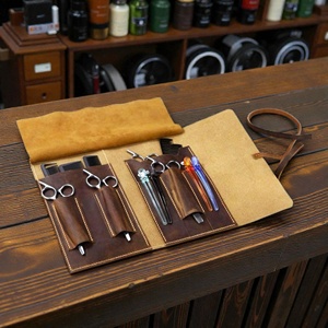 Cheap Price Genuine Leather Barber Scissors <b>Pouch</b> High Quality Hairdressing Scissor Bag For Salon Equipment LBSP-0009 - Product Image 1