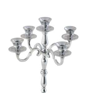 Candélabre à cinq bras en argent, 23 pouces de haut, décoration d'intérieur, porte-bougie en métal durable - Product Image 3