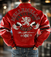 Veste varsity en cuir véritable pour homme, style streetwear |   Broderie patchwork sur mesure |   Qualité supérieure, imperméable et respirant