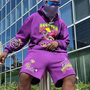 Conjunto de 2 piezas personalizado para hombre, Camiseta con cuello de patrón sólido y pantalones cortos de algodón, traje de verano con estampado gráfico, novedad de 2025 - Product Image 4