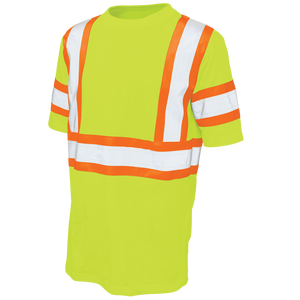 Camisa de Trabajo de Manga Corta de Alta Visibilidad para Hombre, Amarillo Naranja, Uniforme de Seguridad Reflectante - Product Image 1