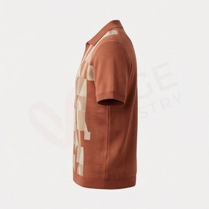 Polo en tricot à imprimé géométrique pour homme, manches courtes, coupe décontractée - Product Image 3