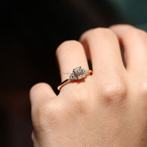 Igi/gia แล็บตัดเพชรวินเทจ14K สีเหลืองแหวนแต่งงาน/งานหมั้นใส่ได้ทั้งชายและหญิงสีขาวทองคุณภาพดีสำหรับงานปาร์ตี้ครบรอบ-คุ้มค่า - Product Image 3