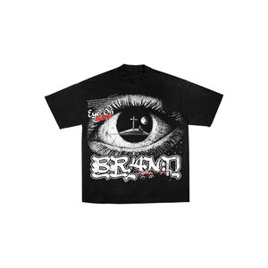 Camiseta de Manga Corta para Hombre, Estilo Americano, Casual, de Algodón y Poliéster Grueso, Retro, Lavada, con Estampado Directo - Product Image 2