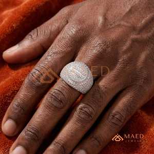 925 Sterling <b>Silver</b> Baguette Cut Moissanite <b>Ring</b> for <b>Men</b> Hip Hop Iced Out Luxury Statement Wedding Band Jewelry - Product Image 3