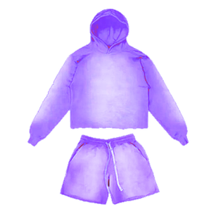 Custom Logo <b>Spray</b> Washed Hoodies Shorts <b>Set</b> Summer Outerwear <b>Sets</b> with Sun Faded & <b>Spray</b> Washed hoodies Comfortable and Stylish - Product Image 6