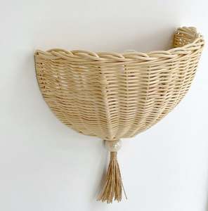 Delightful Half Moon Minimal Rattan <b>Sconce</b> <b>Light</b> Handwoven Rattan <b>Wall</b> Lamp Japandi Modern Rustic Home Decor - Product Image 3