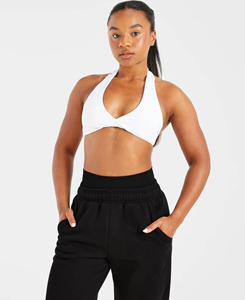Ensemble de sport 2 pièces léger pour femme, couleur unie, tricoté, avec haut dos nu et short taille haute noir, tenue de yoga toutes saisons - Product Image 3