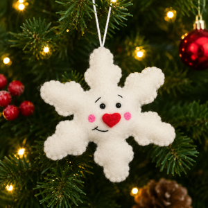 Handmade Felt Snowflake Hanging Ornament for Christmas Tree Decoration - Product Image 1