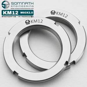 Écrous de blocage à droite KM12 M60X2.0, métriques de précision, entièrement filetés, finition naturelle, pour arbre de roulement, autobloquants, usinés CNC, classe 4 - Product Image 2