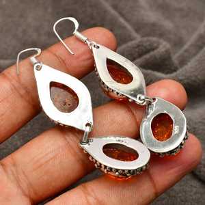 ต่างหูอำพันบอลติกทำมือ เงินแท้ 925 เครื่องประดับพลอยอำพันธรรมชาติ ของขวัญสำหรับผู้หญิง - Product Image 3