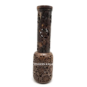 Très belle et attrayante tour d'encens en pierre savonneuse sculptée à la main avec motifs floraux, finition soignée, de forme ronde, pour la décoration de la maison. - Product Image 1