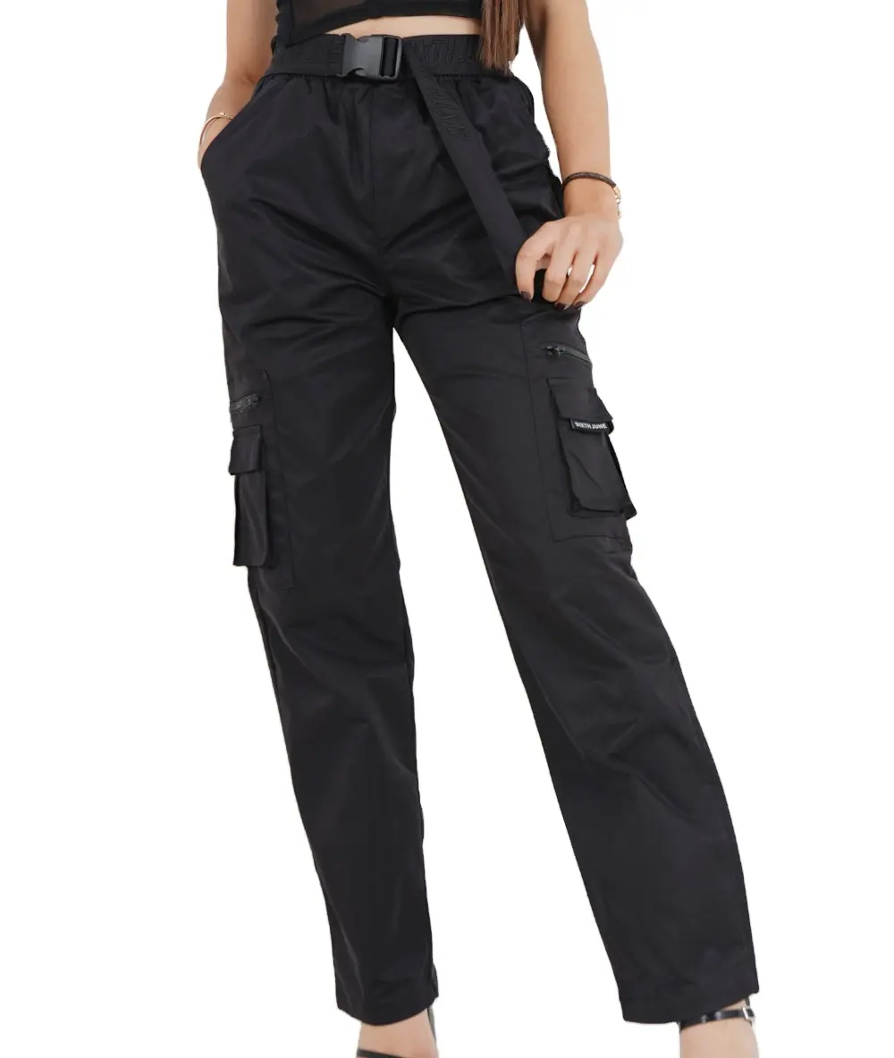 新着春秋女性ストリートスタイルローライズストレートレッグカーゴパンツ複数ポケット付き