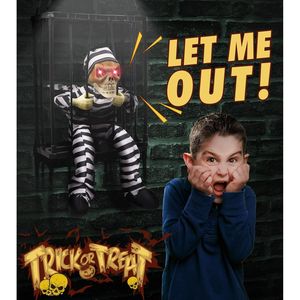 Decorazioni di Halloween con Teschio in Gabbia, Prop Animato Urlante con Sensore di Movimento per Casa Stregata - Product Image 4