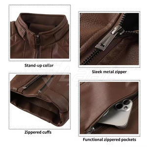 High Quality Modern Fit Comfortable Feel For Street Style Winter <b>Jacket</b> With Trendy Look <b>Men</b> <b>Leather</b> <b>Jacket</b> - Product Image 5