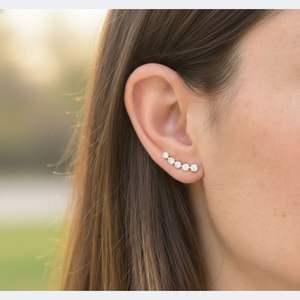 1.10CTW, Rond, à griffes, boucles d'oreilles pendantes linéaires incurvées / boucles d'oreilles linéaires - Product Image 6