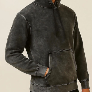 Sweat à capuche décontracté en coton lavé pour homme, couleur unie, en molleton bouclette, avec poche, coupe classique, idéal pour l'automne - Product Image 6