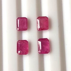 Rubí natural de Mozambique calibrado, corte esmeralda de 4x5 mm, facetado, piedra preciosa suelta de 2.45 quilates, 4 piezas para la elaboración de joyería. - Product Image 2
