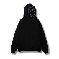 Hoodie Rhinestone Pria Bling Diamond Heavyweight 100% Katun Solid French Terry Drop Shoulder Streetwear Grosir
