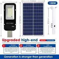 Lampadaires solaires LED intégrés 150W en stock aux États-Unis, nouveau design, aluminium extérieur, étanche IP65, utilisation domestique, modèles 300W et 500W disponibles