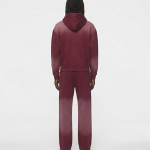 Conjunto de dos piezas de sudadera con capucha y pantalones anchos de chándal, personalizado por el fabricante, estampado, sólido, transpirable, estilo streetwear, con efecto desgastado por el sol y lavado ácido. - Product Image 2