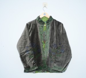 Chaqueta de Algodón Tejida a Mano con Estampado Floral Étnico, Transpirable y Ecológica para Mujer, Diseño Floral Étnico, para Invierno - Product Image 1