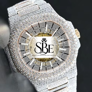 Reloj de lujo personalizado con diamantes incrustados para hombre, completamente automático, de acero inoxidable, con números arábigos, reloj de pulsera con diamantes de moissanita. - Product Image 1