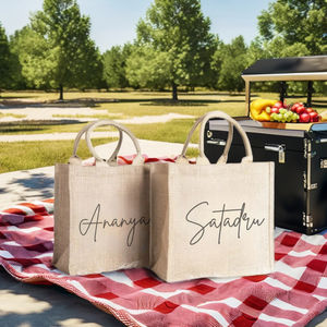 Sacs à provisions pliables favorables à l'environnement faits à partir des fibres de plante de jute personnalisable avec la capacité personnalisable pour le shopping - Product Image 1