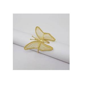 Anneau de serviette décoratif de luxe en or avec perles papillon, moderne, écologique et durable, pour hôtels et banquets. - Product Image 1