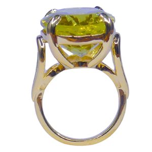 Anillo Clásico de Plata de Ley 925 Chapado en Oro con Topacio Limón para Mujer, Joyería para Bodas - Product Image 2