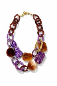 Collier en résine, collier à maillons épais, bijoux en résine violette, collier en résine marron, collier statement de luxe, perles en résine faites à la main - Product Image 3