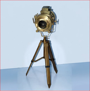 <b>Antique</b> <b>Brass</b> Spotlight Lamp with Tripod Stand Gold-Plated Polished Finish Home Decoration - Product Image 6